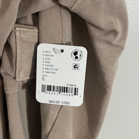 NEW with tags. Beige Hooded Pullover with Pocket - Picture 2 of 5